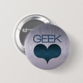 Graue Liebe (Herz) Taste, Dunkelblau Button (Vorne & Hinten)