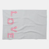 Graue Liebe Rosa Silberner Glitzer Geschirrtuch (Horizontal)