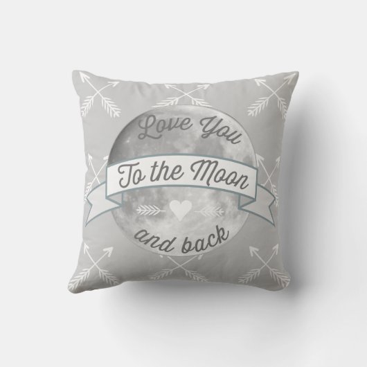 Graue Liebe zum Mondbogen-Muster Kissen (Rückseite)