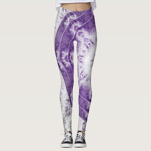 Graue lila Fraktal-Kunst-Leggings Leggings (Vorderseite)