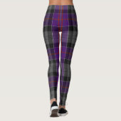 Graue Lila schottische Tartan Frauen Leggings Grau (Rückseite)