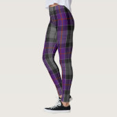 Graue Lila schottische Tartan Frauen Leggings Grau (Links)