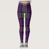 Graue Lila schottische Tartan Frauen Leggings Grau (Vorderseite)