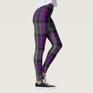 Graue Lila schottische Tartan Frauen Leggings Grau