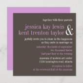 Graue lila Typografie, moderne Ehepaare Einladung (Vorne/Hinten)