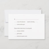 Graue lila Typografie-schicke Hochzeitsreaktion Einladung (Rückseite)