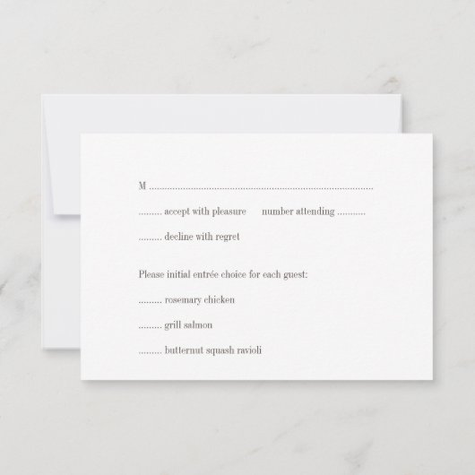 Graue lila Typografie-schicke Hochzeitsreaktion Einladung (Rückseite)