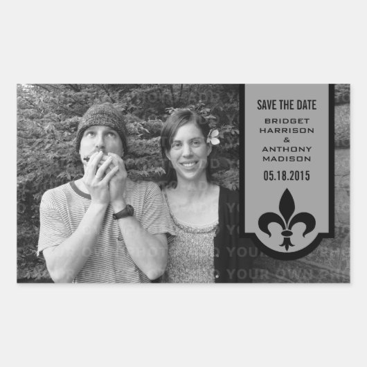 Graue Lilie Banner Save the Date Stickers (Vorderseite)