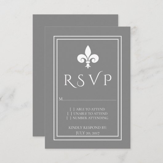 Graue Lilie Wedding RSVP Card (Vorne/Hinten)