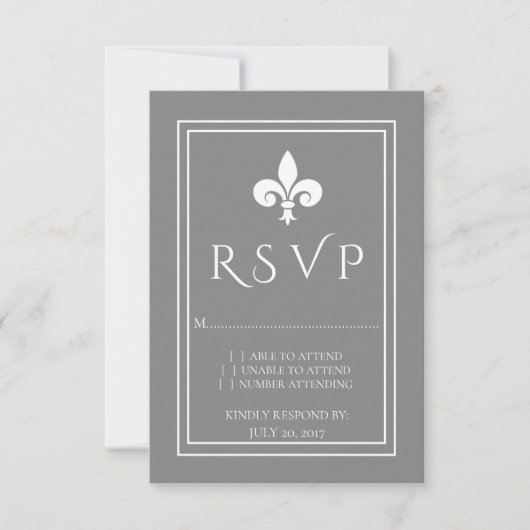 Graue Lilie Wedding RSVP Card Karte (Vorderseite)
