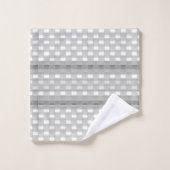 Graue Lilien-Karo-Streifen Badhandtuch Set (Waschlappen)