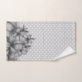 Graue Lilien-Karo-Streifen Badhandtuch Set (Handtuch)