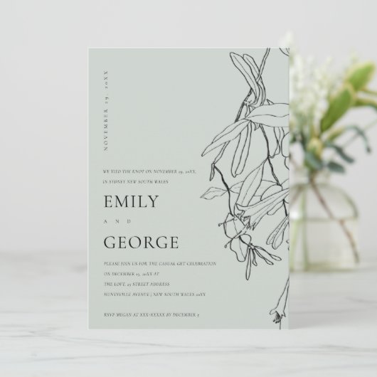 GRAUE LINE ZEICHNEND BLUME WIR GEBEN DIE KNOCHENEI DANKESKARTE (Stehend Vorderseite)