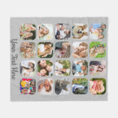 Graue Linen 20 Fotocollage Captions Script Name Fleecedecke (Vorderseite (Horizontal))