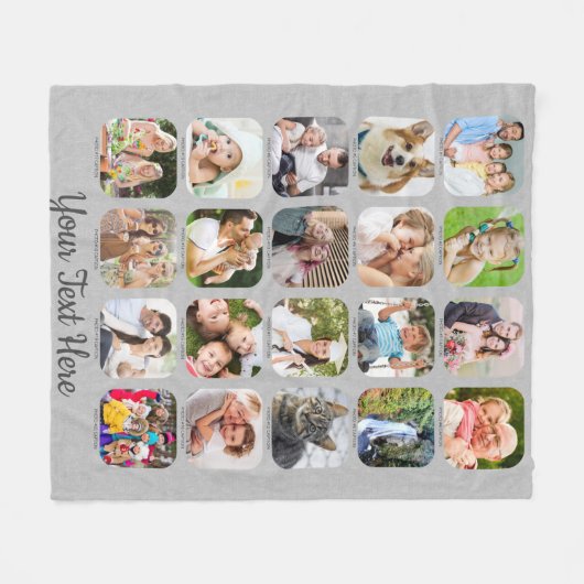 Graue Linen 20 Fotocollage Captions Script Name Fleecedecke (Vorderseite (Horizontal))