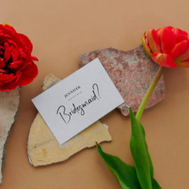 Graue Linen White Script wird mein Bridesmaid sein Einladung