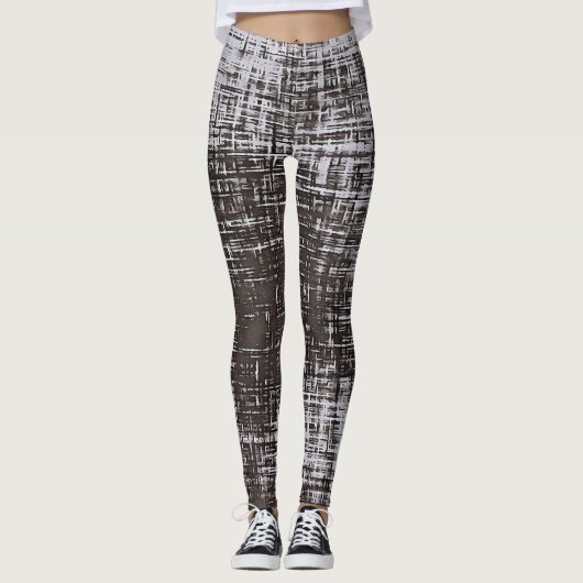 Graue Linien auf blassgrauem Hintergrund abst Leggings (Vorderseite)