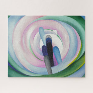 Graue Linien mit Schwarz, Blau und Gelb O'Keeffe Puzzle