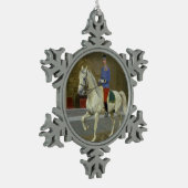 Graue Lipizzan Stallions-Weihnachtsverzierung Schneeflocken Zinn-Ornament (Links)