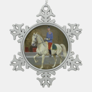 Graue Lipizzan Stallions-Weihnachtsverzierung Schneeflocken Zinn-Ornament