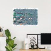 Graue LKW Highway Driving in Rain Art Poster 5 (Heimbüro)