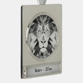 Graue Löwen auf Silbername und Jahr Banner-Ornament Silber (Rechts)