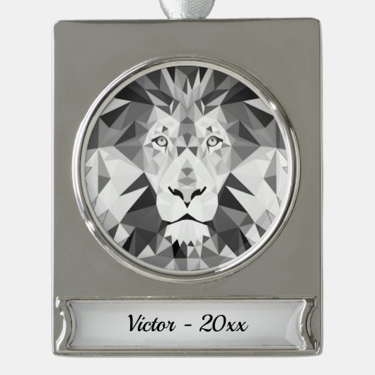 Graue Löwen auf Silbername und Jahr Banner-Ornament Silber (Vorderseite)