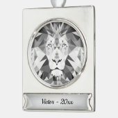 Graue Löwen auf Silbername und Jahr Banner-Ornament Silber (Links)