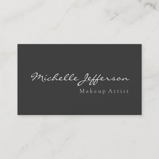 Graue Makeup Artist Script Profession Business Car Visitenkarte (Vorderseite)