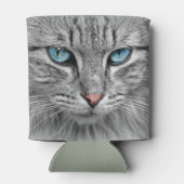 Graue Makrelenkatze mit blauen Augen Dosenkühler (Rückseite)