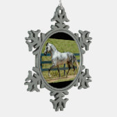 Graue Mangalarga Stallions-Weihnachtsverzierung Schneeflocken Zinn-Ornament (Links)