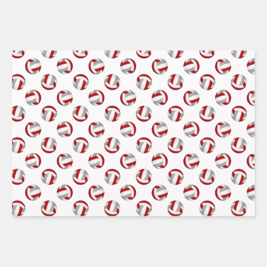 Graue Mannschaft färbt Volleyball 3 pc koordiniere Geschenkpapier Set (Vorderseite 3)