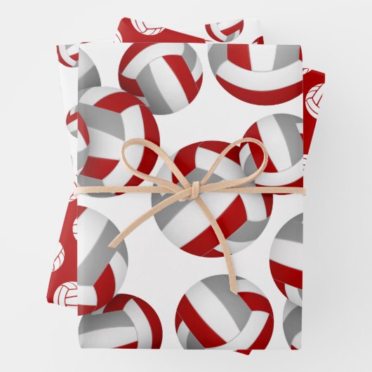 Graue Mannschaft färbt Volleyball 3 pc koordiniere Geschenkpapier Set (Beispiel)