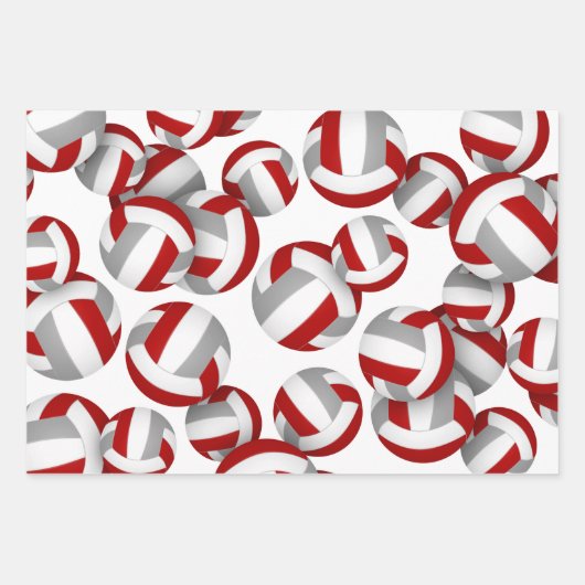 Graue Mannschaft färbt Volleyball 3 pc koordiniere Geschenkpapier Set (Vorderseite)
