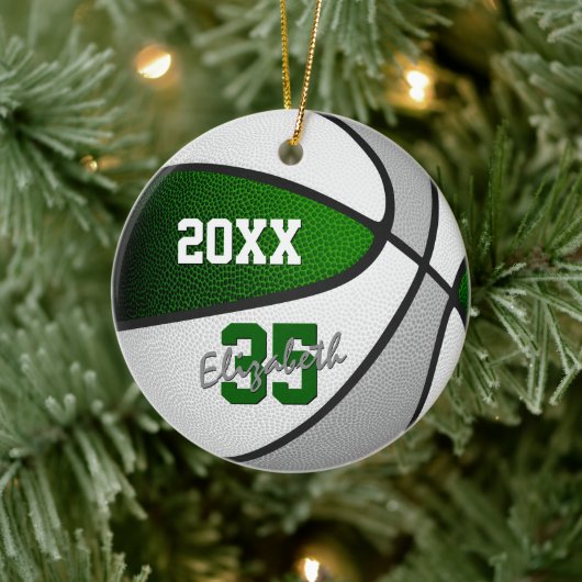 Graue Mannschaftsfarben Basketball Keramik Ornament (Baum)