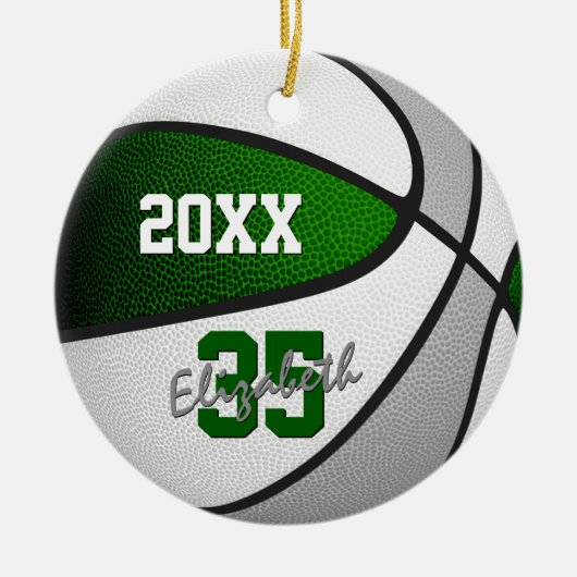 Graue Mannschaftsfarben Basketball Keramik Ornament (Vorne)