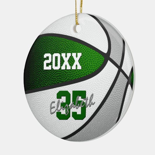 Graue Mannschaftsfarben Basketball Keramik Ornament (Links)