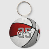 Graue Mannschaftsfarben Bulk oder Single Basketbal Schlüsselanhänger (Vorderseite)