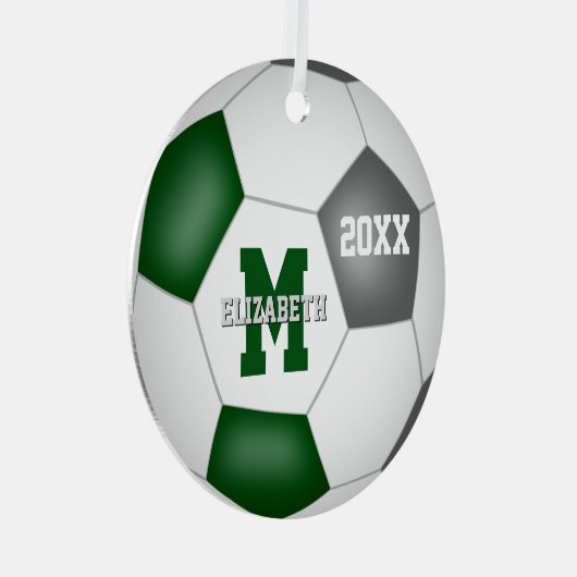 Graue Mannschaftsgeist Mädchen Jungen halten Fußba Ornament Aus Metall (Vorderseite Rechts)