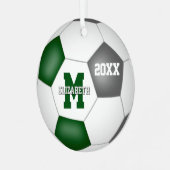 Graue Mannschaftsgeist Mädchen Jungen halten Fußba Ornament Aus Metall (Vorderseite links)