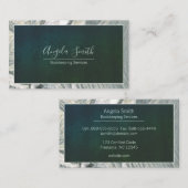 Graue Marble Border Extravagantes Script Beruflich Visitenkarte (Vorne/Hinten)