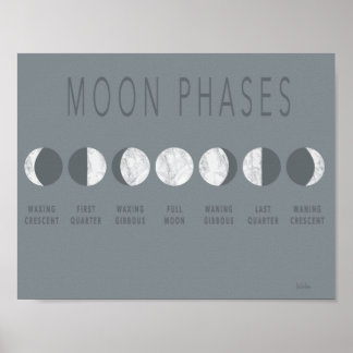 Graue Marble Moon Phases Poster