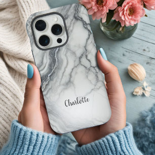 Graue Marble Personalisiert iPhone Case 15 Pro Hülle
