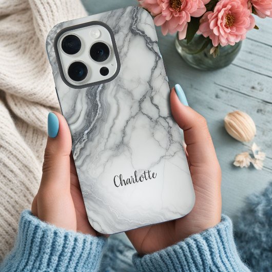 Graue Marble Personalisiert iPhone Case Hülle