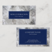 Graue Marble Stone Blue Frame Visitenkarte (Vorne/Hinten)