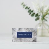 Graue Marble Stone Blue Frame Visitenkarte (Stehend Vorderseite)