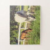 Graue Mare & Foal Pferde Oversifiziert Puzzle (Vertikal)