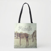 Graue Mare & Fohlen Pferde CUSTOM Tasche (Vorderseite)