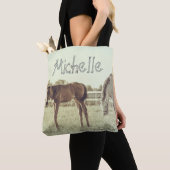 Graue Mare & Fohlen Pferde CUSTOM Tasche (Von Nahem)