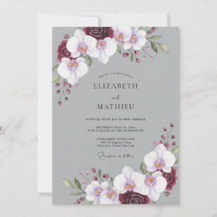 Graue Marine Orchideen Hochzeit Einladung